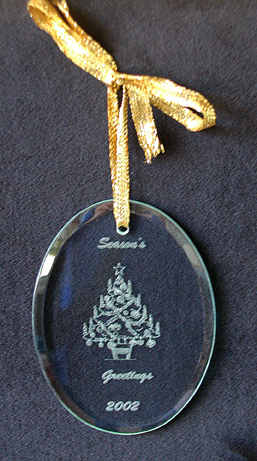 Oval Cut Glass Laser Engraved Ornament