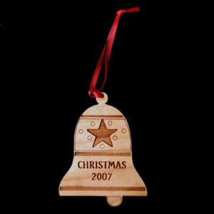 Engraved Ornaments Wood Christmas Bell Ornament