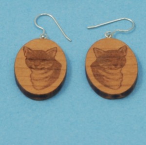 Engraved clip art Wood earrings