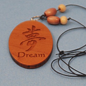 Dream symbol engraved wood Beaded Necklace