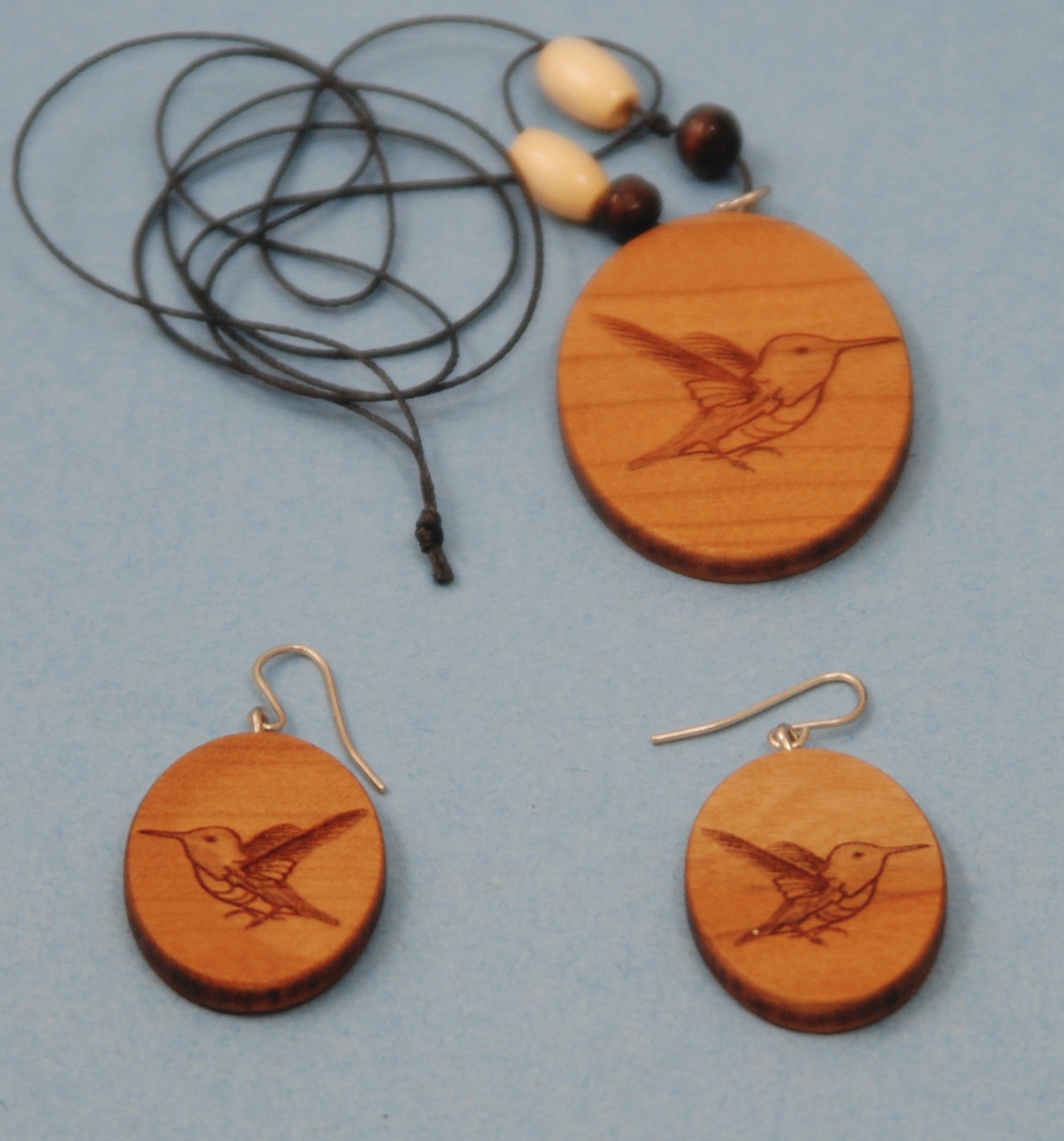 Humming Bird Necklace and Earrings