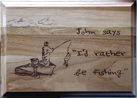 Custom Engraved “Rather be Fishing” Special Activity Cherry-wood Plaque