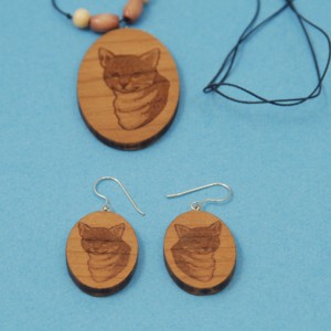 Cat Necklace& Earring set