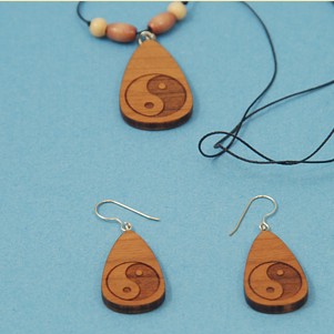 Engraved Yin Yang Necklace & Earrings