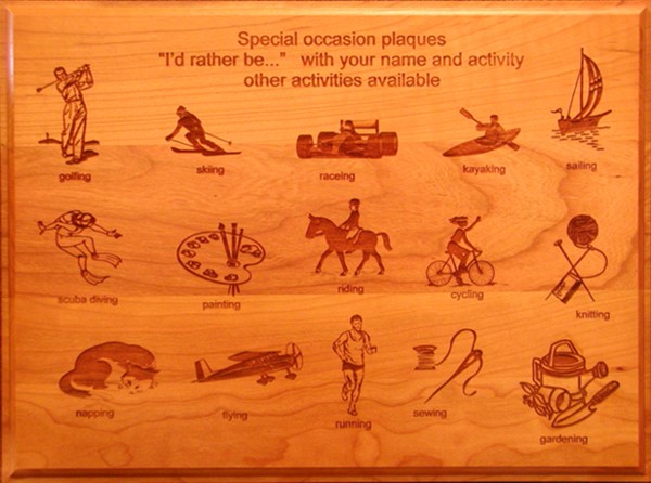 Custom Laser Engraved Wood Special Activity Plaques