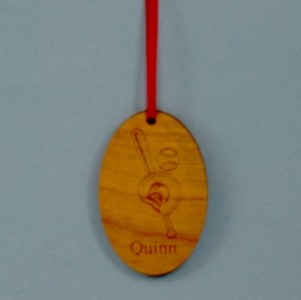 Custom Oval Laser Engraved and Cut Baseball Wood Ornament
