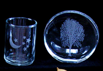 Custom Engraved Glass Disk and Votive Candle Holder