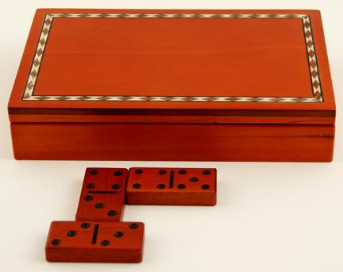 Custom Engraved Box Domino Set; Inlay-ed Birch-wood
