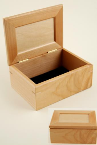 Wood Keep Sake Box shown open and closed